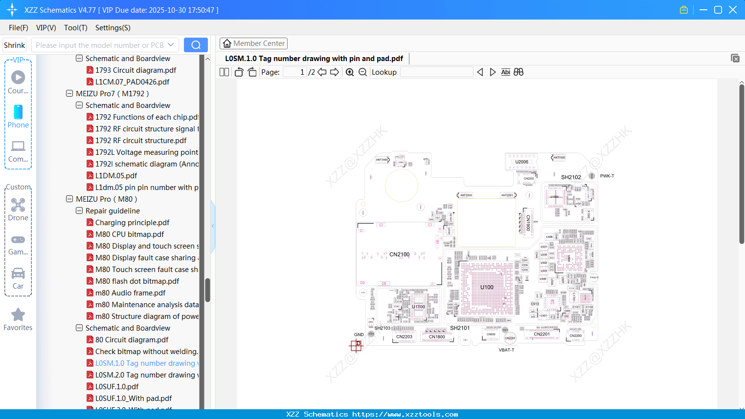 Meizu L0SM.1.0 Tag Number Drawing With Pin And Pad